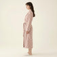 Striped Plush Long Robe with Shawl Collar Tie Waist Belt Soft Textured Full Length Bathrobe