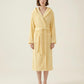 Hooded Plush Long Robe with Tie Waist Belt Textured Soft Warm Full Length Bathrobe