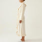 Long Sleeve Wrap Robe with Ruffle Trim Shawl Collar Tie Waist Belt Soft Lightweight Robe
