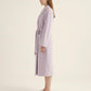 Plush Textured Long Robe with Shawl Collar Tie Waist Belt Soft Warm Full Length Bathrobe