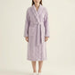 Plush Textured Long Robe with Shawl Collar Tie Waist Belt Soft Warm Full Length Bathrobe
