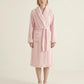 Plush Textured Long Robe with Shawl Collar Tie Waist Belt Soft Warm Full Length Bathrobe