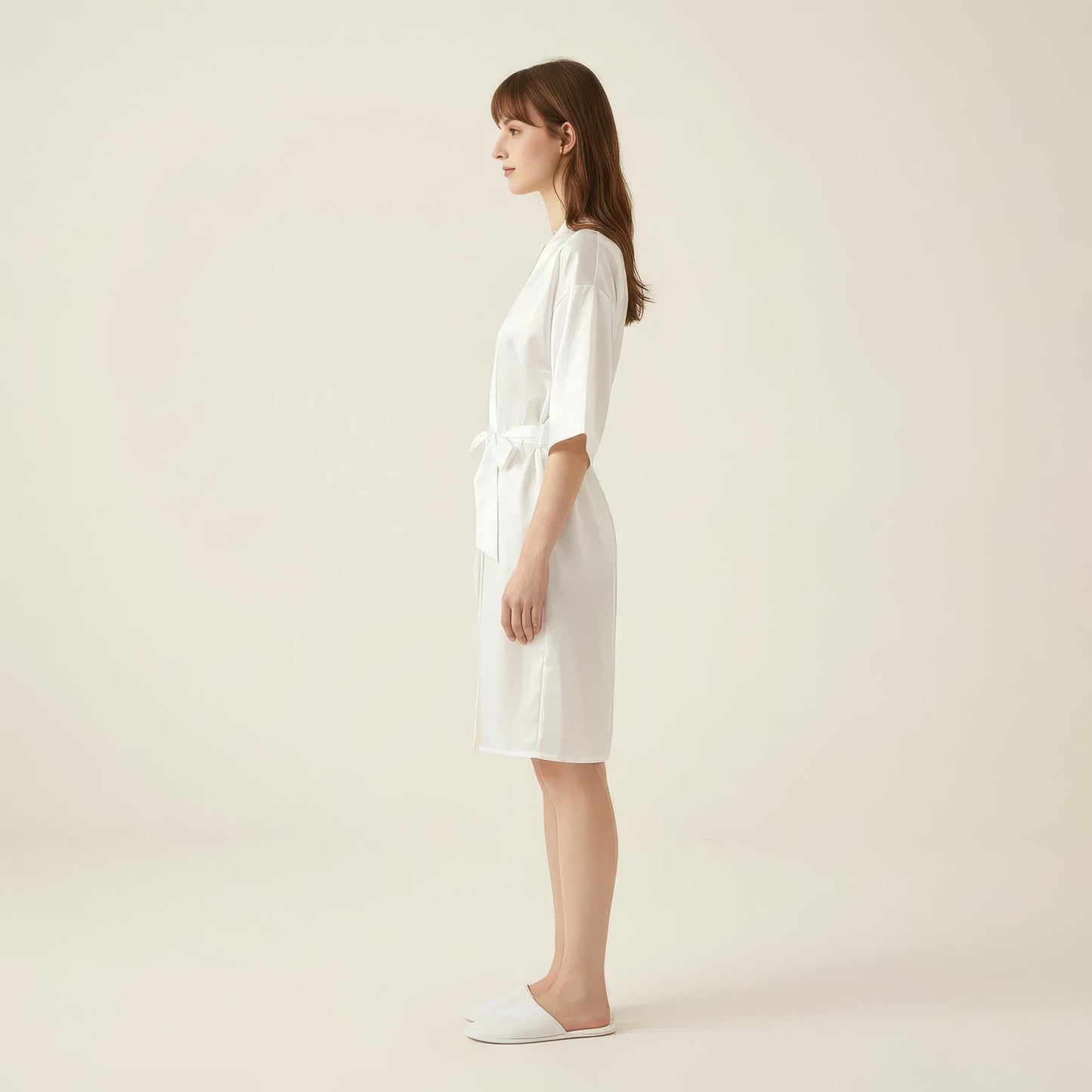 Satin Wrap Robe with Self Tie Waist Belt Short Sleeve Silky Smooth Lightweight Robe