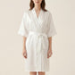 Satin Wrap Robe with Self Tie Waist Belt Short Sleeve Silky Smooth Lightweight Robe