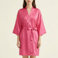 Satin Wrap Robe with Self Tie Waist Belt Wide Sleeves and Smooth Lightweight Silky Finish