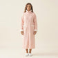 Long Plush Zip Front Robe with Stand Collar Front Pockets Soft Fleece Robe