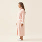 Long Plush Zip Front Robe with Stand Collar Front Pockets Soft Fleece Robe