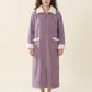 Long Plush Zip Front Robe with Stand Collar Front Pockets Soft Fleece Robe