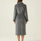 Long Plush Robe with Shawl Collar Tie Waist Belt Front Pockets Soft Fleece Robe