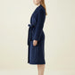 Long Plush Robe with Shawl Collar Tie Waist Belt Front Pockets Soft Fleece Robe