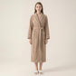 Long Plush Robe with Shawl Collar Tie Waist Belt Front Pockets Soft Fleece Robe