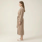 Long Plush Robe with Shawl Collar Tie Waist Belt Front Pockets Soft Fleece Robe