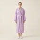 Long Plush Robe with Shawl Collar Tie Waist Belt Front Pockets Soft Fleece Robe