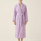 Long Plush Robe with Shawl Collar Tie Waist Belt Front Pockets Soft Fleece Robe