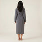 Long Lightweight Robe with Contrast Trim Tie Waist Belt Front Pockets Soft Robe