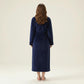 Long Plush Robe with Shawl Collar Tie Waist Belt Front Pockets Soft Fleece Robe