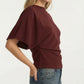 Short Sleeve Cropped Top with Wide Waistband and Relaxed Blouson Fit