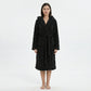 Plush Hooded Long Sleeve robe with Textured Fleece Fabric Adjustable Waist Tie Wrap Design