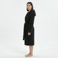 Plush Hooded Long Sleeve robe with Textured Fleece Fabric Adjustable Waist Tie Wrap Design