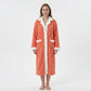 Plush Long Bathrobe with Textured Cable Pattern Contrast Plush Trim Button Front Closure