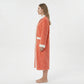 Plush Long Bathrobe with Textured Cable Pattern Contrast Plush Trim Button Front Closure