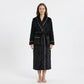 Plush Hooded Bathrobe with Waist Tie Belt Long Sleeve Wrap Design and Front Patch Pockets