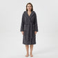 Plush Hooded Bathrobe with Textured Cable Pattern Long Wrap Design Adjustable Waist Tie