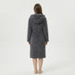 Plush Hooded Bathrobe with Textured Cable Pattern Long Wrap Design Adjustable Waist Tie