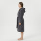 Plush Hooded Bathrobe with Textured Cable Pattern Long Wrap Design Adjustable Waist Tie
