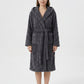 Plush Hooded Bathrobe with Textured Cable Pattern Long Wrap Design Adjustable Waist Tie
