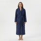 Plush Hooded Bathrobe with Textured Cable Pattern Long Wrap Design Adjustable Waist Tie