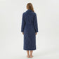 Plush Hooded Bathrobe with Textured Cable Pattern Long Wrap Design Adjustable Waist Tie