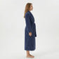 Plush Hooded Bathrobe with Textured Cable Pattern Long Wrap Design Adjustable Waist Tie