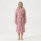 Plush Hooded Bathrobe with Textured Cable Pattern Long Wrap Design Adjustable Waist Tie