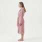 Plush Hooded Bathrobe with Textured Cable Pattern Long Wrap Design Adjustable Waist Tie