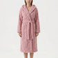 Plush Hooded Bathrobe with Textured Cable Pattern Long Wrap Design Adjustable Waist Tie