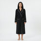 Plush Hooded Long Bathrobe with Full Length Wrap Design Adjustable Waist Tie Contrast Trim