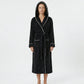 Plush Hooded Long Bathrobe with Full Length Wrap Design Adjustable Waist Tie Contrast Trim