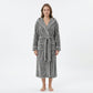 Plush Hooded Long Bathrobe with Full Length Wrap Design Adjustable Waist Tie Contrast Trim