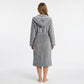 Plush Hooded Long Bathrobe with Full Length Wrap Design Adjustable Waist Tie Contrast Trim