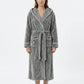 Plush Hooded Long Bathrobe with Full Length Wrap Design Adjustable Waist Tie Contrast Trim
