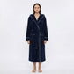 Plush Hooded Long Bathrobe with Full Length Wrap Design Adjustable Waist Tie Contrast Trim