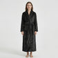 Plush Shawl Collar Long Bathrobe with Full Length Wrap Design Adjustable Waist Tie