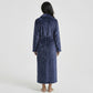 Plush Shawl Collar Long Bathrobe with Full Length Wrap Design Adjustable Waist Tie
