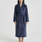 Plush Shawl Collar Long Bathrobe with Full Length Wrap Design Adjustable Waist Tie