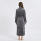 Plush Long Sleeve Shawl Collar Bathrobe with Waist Tie Belt and Front Patch Pockets
