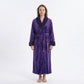Plush Long Sleeve Shawl Collar Bathrobe with Waist Tie Belt and Front Patch Pockets