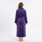 Plush Long Sleeve Shawl Collar Bathrobe with Waist Tie Belt and Front Patch Pockets