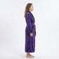 Plush Long Sleeve Shawl Collar Bathrobe with Waist Tie Belt and Front Patch Pockets