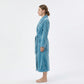 Plush Long Sleeve Shawl Collar Bathrobe with Waist Tie Belt and Front Patch Pockets